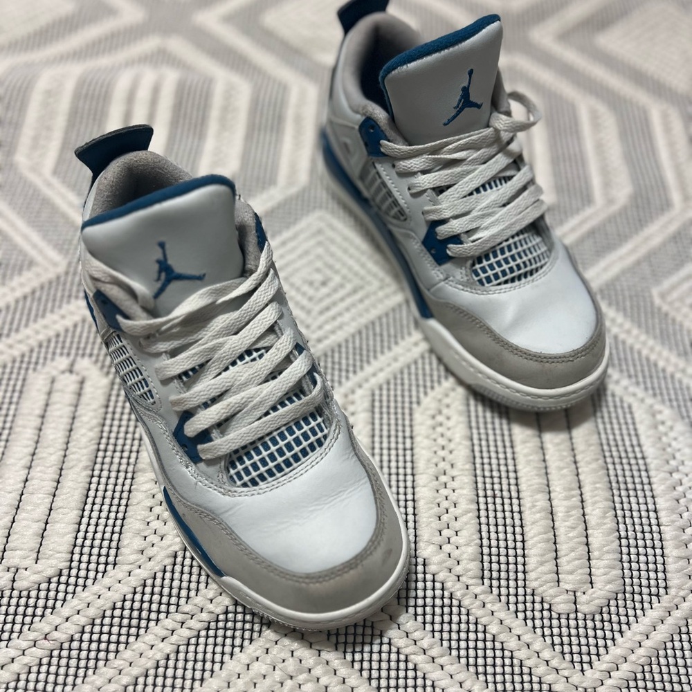 Jordan 4's  Kids' Sneakers - White and Blue